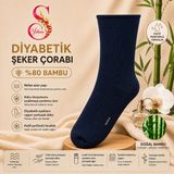 Yshine Yshıne Bambu Diyabetik Şeker Çorabı Ince Esnek Ağızlı Hafif Parfümlü Unisex Soket Çorap 3’lü Avantaj Paketi - 36 - 40 - Lacivert