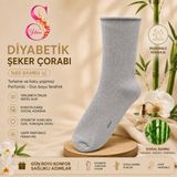 Yshine Yshıne Bambu Diyabetik Şeker Çorabı Ince Esnek Ağızlı Hafif Parfümlü Unisex Soket Çorap 3’lü Avantaj Paketi - 41 - 45 - Gri