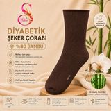 Yshine Yshıne Bambu Diyabetik Şeker Çorabı Ince Esnek Ağızlı Hafif Parfümlü Unisex Soket Çorap 3’lü Avantaj Paketi - 41 - 45 - Kahverengi
