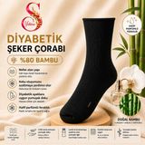 Yshine Yshıne Bambu Diyabetik Şeker Çorabı Ince Esnek Ağızlı Hafif Parfümlü Unisex Soket Çorap 3’lü Avantaj Paketi - 41 - 45 - Siyah