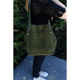 Ysmn YC011992HSD Haki Deri Süet Kadın Omuz Çantası
