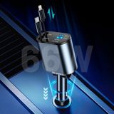 YSN Sounds Araç Çakmaklık Şarj Aleti - 66W Dahili Çekilebilir Kablolu Type C & Lightning Çakmaklık Araç Hızlı Şarj Aleti - Siyah
