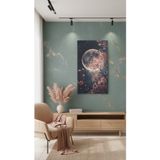 YTD ART DESİGN Sakura Çiçeği Ve Dolunay Temalı Kanvas Tablo Dikey Tasarım