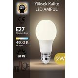 YTE 4000 K E 27 Led Ampul Ilık Beyaz 9 W Yüksek Kalite Göz Yormayan Ampul