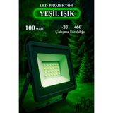 YTE Led Projektör 100 W Yeşil Işık IP 65 Su-Toz Geçirmez Smd Led Yüksek Işık