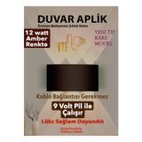YTE Pilli Kablosuz 12 w 3x2 Çift Yönlü Amber Renk Haiti Kare Led Aplik Elektrik Gerektirmez