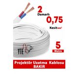YTE Projektör Uzatma Kablosu 15 Metre 2x0.75 %100 Bakır Kablo