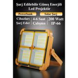 YTE Şarjlı Güneş Enerjili Led Projektör Kamp Modu 4 Renk Işık SOS Işık 200 Watt