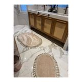 YTR HOME Camel Bambu Paspas Yıkanabilir Kaymaz Dot Taban Yumuşak BAMBU Banyo Paspası 2'li Set