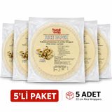Yuandong 50 Yaprak Pirinç Yufkası, 10 Yaprak (22 cm) X 5 li Paket – Rice Paper Glutensiz| Vietnam Usulü Spring Roll & Sushi İçin İnce ve Esnek Pirinç Kağıdı