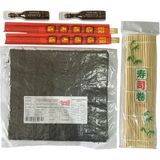 Yuandong Sushi Seti 1, 5 Yaprak Yosun, Sushi Matı, Chopstick, Soya Sosu, Evde Sushi Yap - Çok Renkli