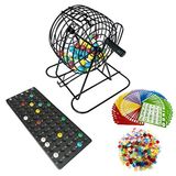Yuanhe Deluxe Bingo Oyun Seti-Arama Tahtalı Metal Kafes, 50 Bingo Kartı, 300 Renkli Bingo Çipi, 75 Renkli Top..
