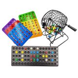 Yuanhe Deluxe Bingo Oyun Seti - Çağrı Tahtalı 6 İnç Metal Kafes, 5 Deklanşör Slayt Kartı, 75 Renkli Toplar, Büyük Grup Oyunları için