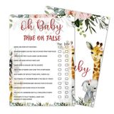 Yuansail True Or False Baby Shower Oyunu, Cinsiyet Açıklama Parti Malzemeleri, Orman Hayvanları Safari Çiçekli Yeşil Parti Dekorasyonları,– 30 Oyun Kartı 1 Yanıt Kartı. (bb002-yx03)