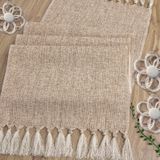 yuboo Bej Boho Masa Koşucuları 172 cm Uzunluğunda, Çiftlik Evi Boho Masa Örtüsü, Çuval Bezi Keten Rustik Yemek Masası Dekoru, 30,72 x 182 cm, Yulaf Ezmesi Bej