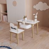 Yüceer Home Çocuk Aktivite Çekmeceli Masa ve Sandalye Yaz Sil Oyun Etkinlik Çalışma Masası Montessori 1 Masa 1 Sandalye 1 Çekmece - Beyaz