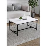 Yüceer Home Düz Kesim Sehpa ,60X90 Metal Ayaklı Masa , Orta Sepha , Beyaz ,Dekoratif Orta Sehpa