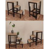 Yüceer Home Katlanabillir Puf Bench Metal Ahşap Basamaklı Tabure Merdiven Çiçeklik Çok Amaçlı Tabure