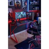 Yüceer Home Redline Vortex Oyuncu Masası 120X60 cm Antrasit – Kırmızı Metal Ayaklı Gaming Desk - Siyah - Renk