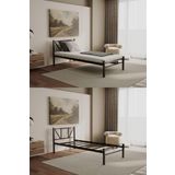 Yüceer Home Tek Kişilik Ortopedik Tam Destekli Metal Karyola, Tek Kişilik Ferforje Karyola, 90X200 Cm