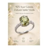 Yudi Atelier 925 Ayar Gümüş Zultanit Işıltılı Yüzük | Sevgiliye Anneye Hediye | Renk Değiştiren Sultan Taşı | Ayarlanabilir Yüzük