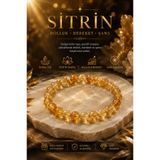 Yudi Atelier Sitrin Doğal Taş Enerji Bilekliği (Şifalı Sitrin Taşı) Küre Kesim Ayarlanabilir