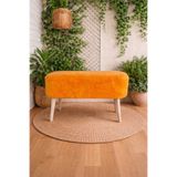 Yuems home Ahşap Ayaklı Teddy Kumaş Dikdörtgen Puf Bench