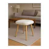 Yuems home Kare Model Tedy Kumaş Beyaz Renk Puf Tabure