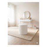 Yuems home Minimalist Tasarım Teddy Kumaş Beyaz Çok Amaçlı Dekoratif Puf