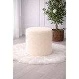 Yuems home Minimalist Tasarım Teddy Kumaş Krem Puf Silindir
