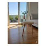 Yuems home Yuvarlak Gürgen Ahşap Retro Ayak Dekoratif Krem Peluş Tabure Bench Koltuk Sandalye