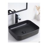 YUEN Banyo Lavabosu Tezgah Üstü Çanak Banyo Lavabosu Doğal Taş Siyah 50x40x14 Ölçülerinde