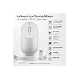 YUES Kablosuz Mouse 1200 DPI 2.4GHz USB Nano Alıcılı Sessiz Tıklamalı İnce Optik Mouse