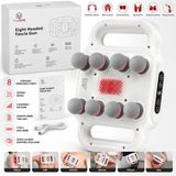 YUES MG-840 8 Başlıklı Isıtmalı Fasya Masaj Cihazı, 9 Kademeli Hız Ayarlı Şarjlı Masaj Aleti, Type-C Şarjlı, 1500 mAh, Dijital Ekranlı, Sırt Omuz Bel Bacak Kalça Kol Masajı İçin