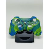 YUES PS3 Joystick Silikon Kılıf (Desenli Mavi-Yeşil) – DualShock 3/Sixaxis Koruyucu Kapak, Kaymaz Kavrama, Tam Kesim - Renkli