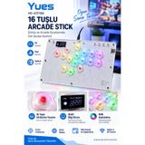 YUES PS4 Uyumlu Arcade Stick 16 Tuşlu RGB OLED Ekranlı Kablolu Oyun Kolu PC PS3 Switch Uyumlu HS-JOY100