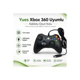 YUES Xbox 360 Kablolu Oyun Kolu – USB, Çift Titreşim, Ergonomik Gamepad