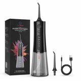 YUES Y209 Taşınabilir Ağız Duşu, Şarjlı Oral Irrigator, 300 ml Su Hazneli Diş Duşu, 5 Modlu Diş Arası Temizleyici, IPX7 Su Geçirmez, USB Şarjlı, 2 Başlıklı