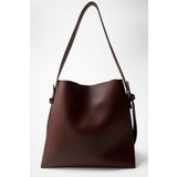 Yuka Atelier Nomu Toka Detaylı Bordo Büyük Boy Kadın Shopper Çanta
