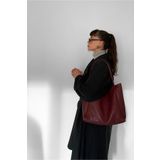 Yuka Atelier Nou Çift Saplı Bordo Büyük Boy Kadın Shopper Çanta
