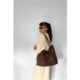 Yuka Atelier Nou Çift Saplı Kahverengi Büyük Boy Kadın Shopper Çanta
