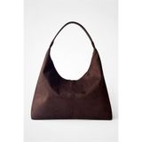 Yuka Atelier Süet Laura Salaş Görünümlü ve Geniş Hacimli Suni Deri Kadın Shopper Omuz Çantası