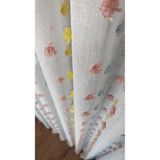 Yuka Ekru Keten Dokulu Ponpon Tül Perde 1/3 Sık Pile Renkli Fırfır Detaylı Kırışmaz Ütü Istemez - 220 x 260
