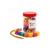 Yuka Kids Eğitici İpe Boncuk Dizme Oyunu - Çocuklar İçin 36 Parça Büyük Boy (22mm) Geometrik Blok Ve 2 İpli Koordinasyon Seti