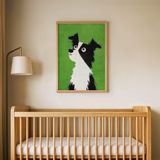 Yukarı Bakan Köpek Çocuk Odası Duvar Posteri Çerçeveli Tablo Duvar Dekorasyonu - 21 x 30 - Ahşap Çerçeveli
