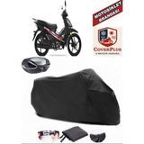 Yuki Attact 100 Branda Siyah Arka Çanta Uyumlu(Topcase) Motosiket Brandası Motor Örtüsü Çadır Su Geçirmez Motosiklet Kılıfı Motor Brandası,lastikli,taşıma Torbalı