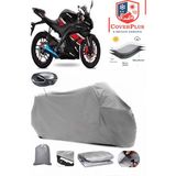 Yuki YK250-21 R-Samurai Branda Gri Arka Çanta Uyumlu(Topcase) Motosiket Brandası Motor Örtüsü Çadır Su Geçirmez Motosiklet Kılıfı Motor Brandası,lastikli,taşıma Torbalı