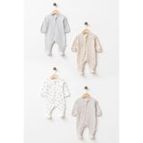 yukobaby bebeğiniz için en doğalı Bebek Nature Collection Fermuarlı 4'lü %100 Pamuklu Yenidoğan Hastane Çıkışı Tulum Seti yk1910