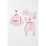 yukobaby bebeğiniz için en doğalı Bebek Pembe Kabartma Çiçekli %100 Pamuk 5'li Yenidoğan Hastane Çıkışı Set yk1049