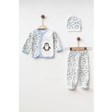 yukobaby bebeğiniz için en doğalı Bebek Penguenli 3'lü Yenidoğan Hastane Çıkışı Zıbın Seti Bebe Takımı yk231224